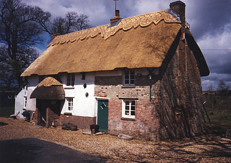 Rethatched cottage in combed wheat reed, Upton Dorset